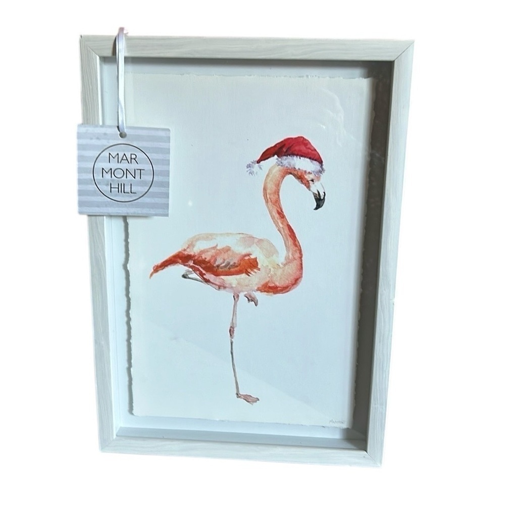 Marmont Hill Tropical Santa Flamingo Christmas Print